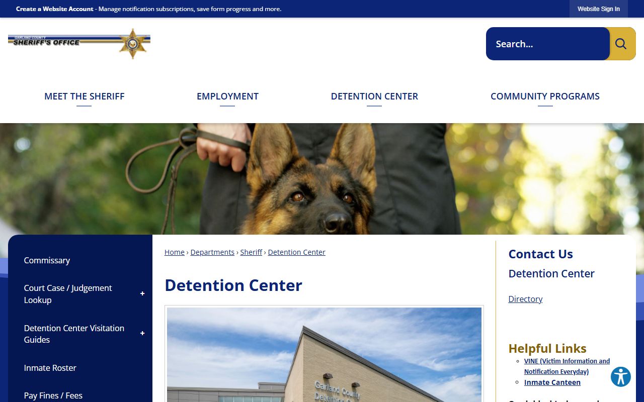 Garland County inmate population detention center roster source